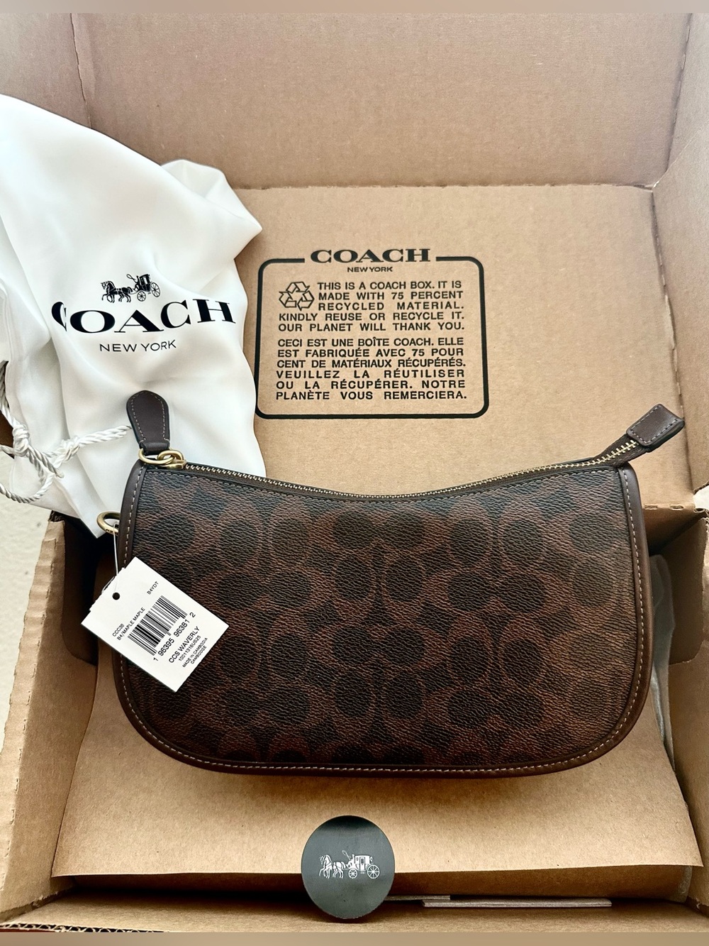 Coach Waverly Shoulder Crossbody Bag in Signature Canvas Brass / Maple & Cherry